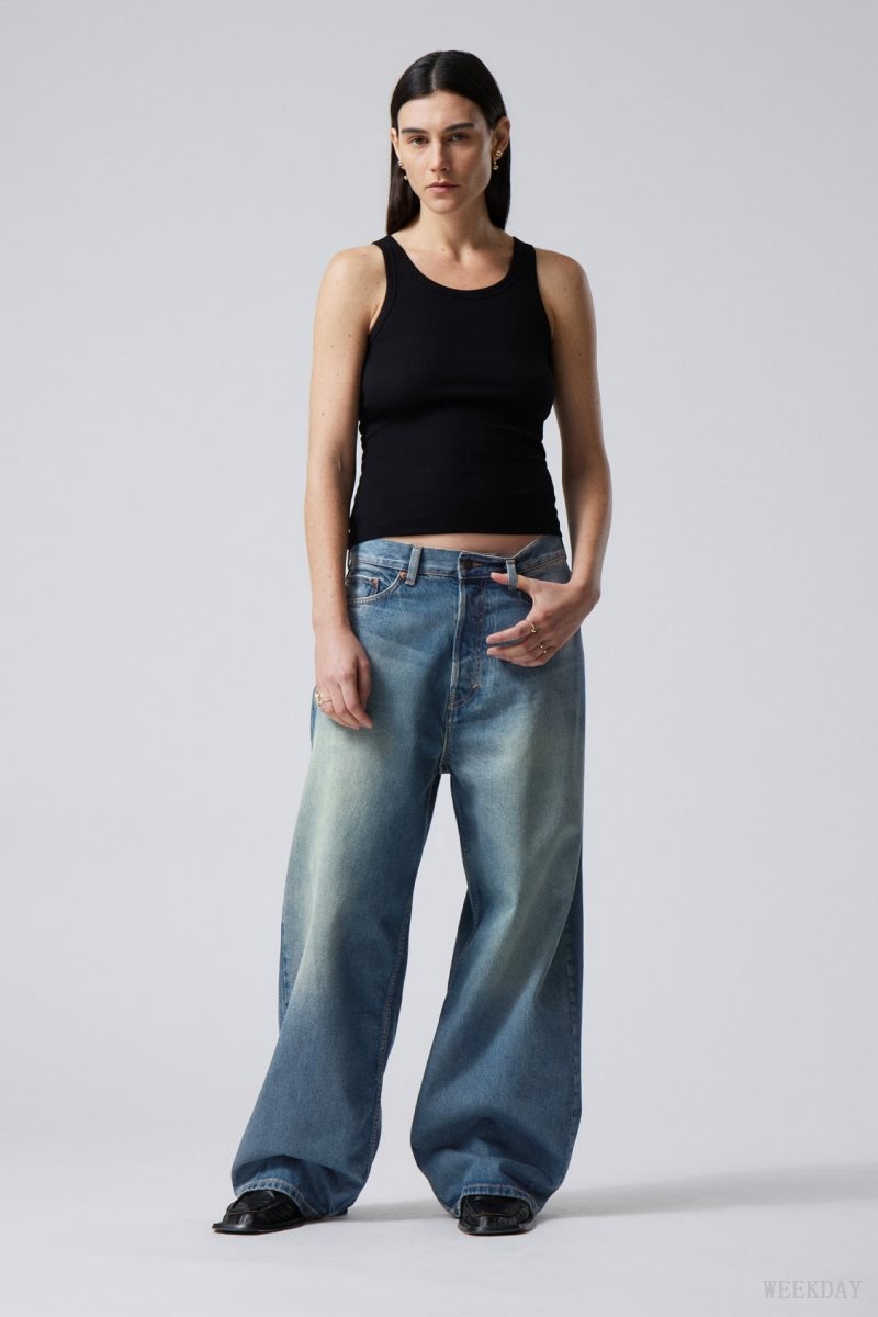 Weekday Astro Loose Baggy Jeans Blue | PGWX2182