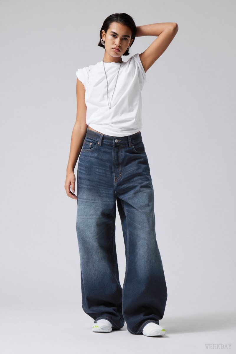 Weekday Astro Loose Baggy Jeans Blue | SGCI8744