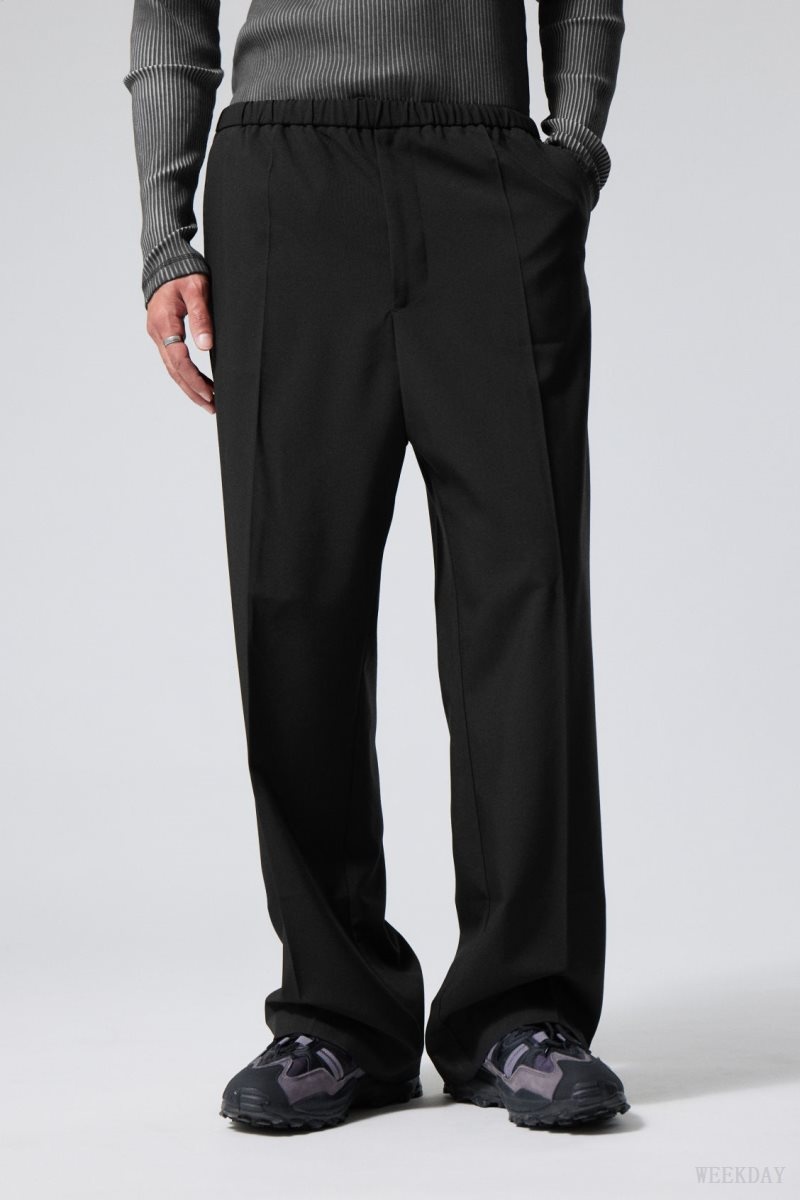 Weekday Axel Relaxed Suit Trousers Black | SCIM6296