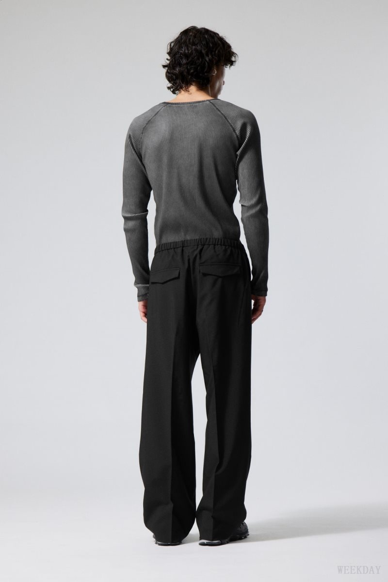 Weekday Axel Relaxed Suit Trousers Black | SCIM6296