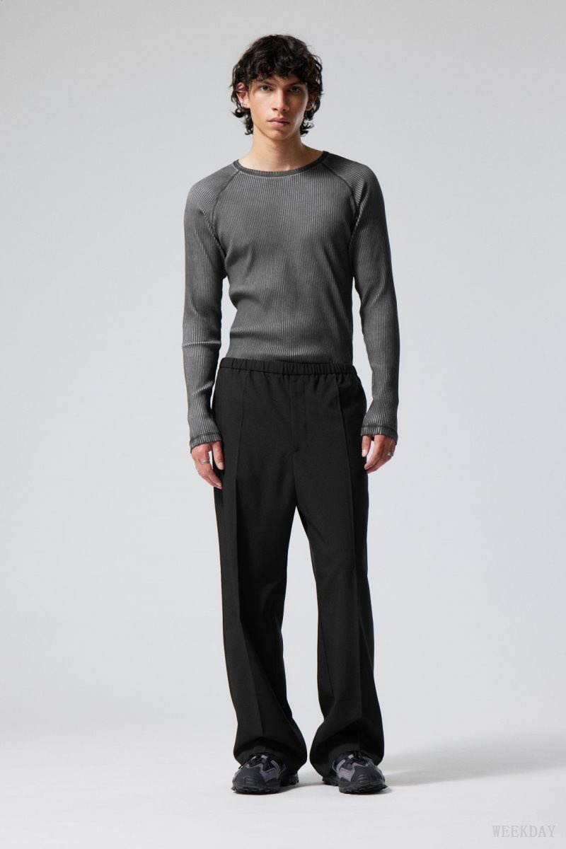 Weekday Axel Relaxed Suit Trousers Black | SCIM6296