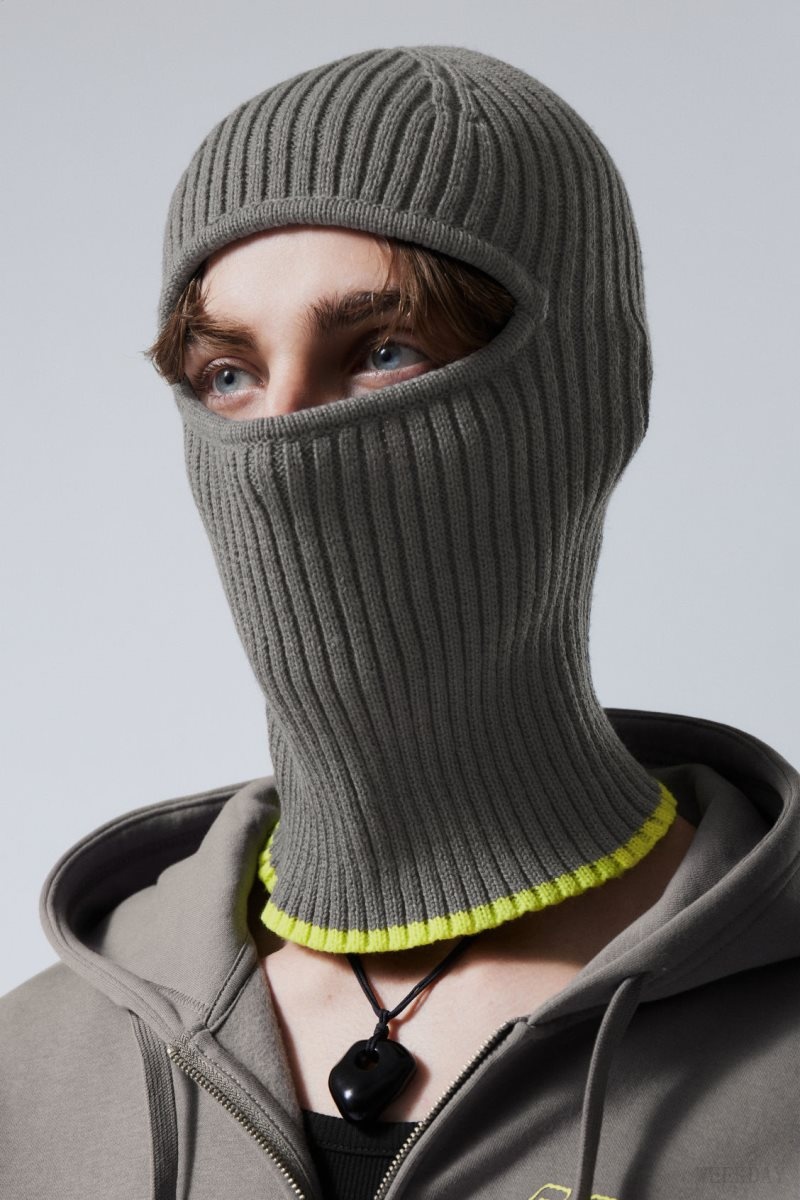 Weekday Bell Balaclava Grey / Yellow | ALCF4658