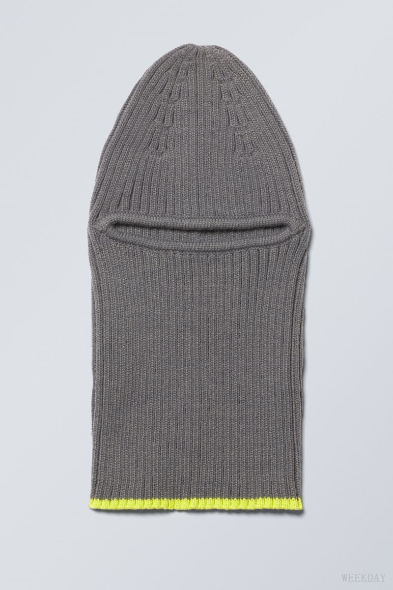 Weekday Bell Balaclava Grey / Yellow | ALCF4658