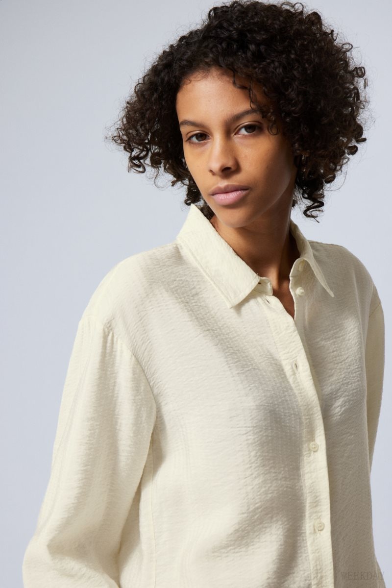 Weekday Blend Drapy Seersucker Shirt Light Mole | LPBR8410