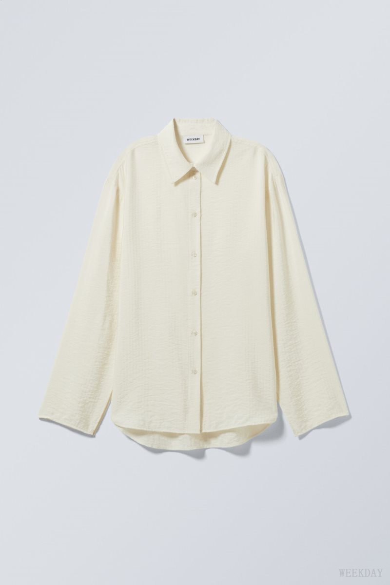 Weekday Blend Drapy Seersucker Shirt Light Mole | LPBR8410