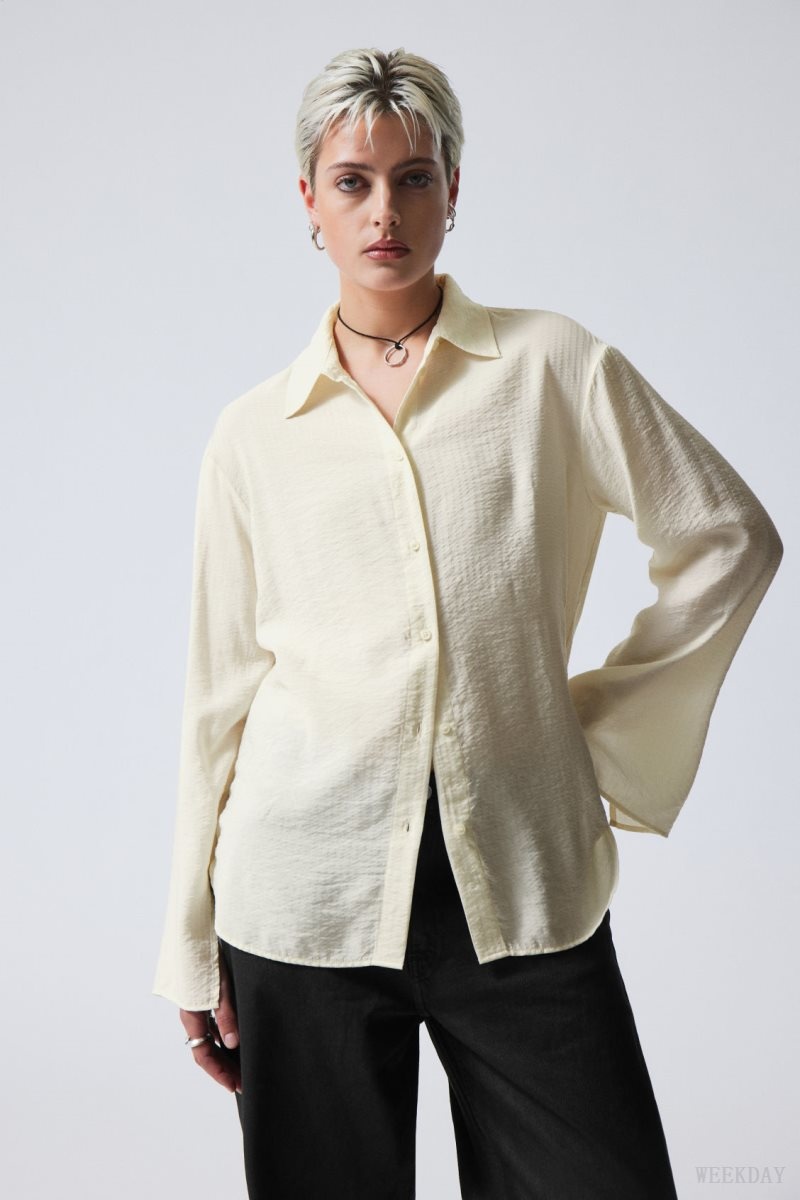 Weekday Blend Drapy Seersucker Shirt Light Mole | LPBR8410