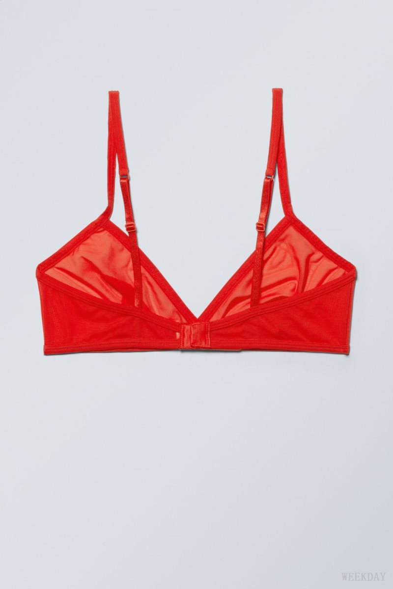 Weekday Bonnie Mesh Triangle Bralette Bralette Red | TNQG1097