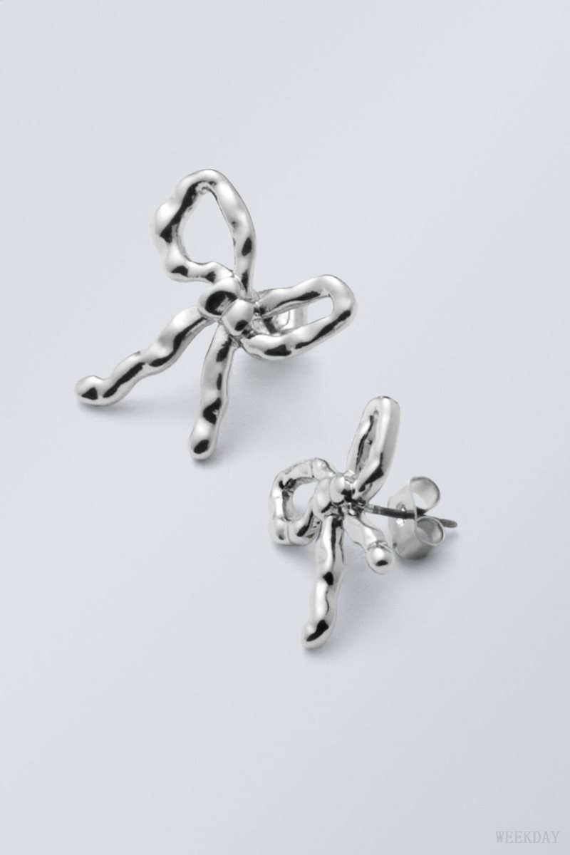 Weekday Bow Earrings Silver | ZZQG2850