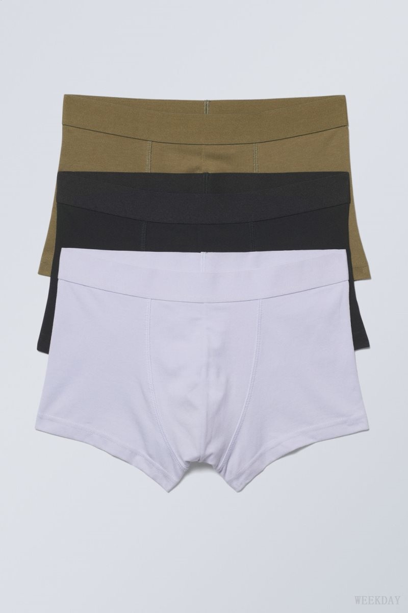 Weekday Boxer Trunks 3-pack Khaki Black Purple | XEND8535