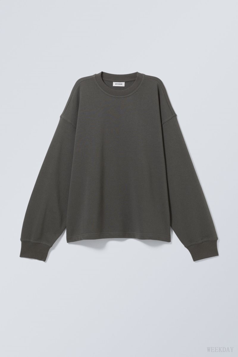 Weekday Boxy Crew Neck Sweatshirt Black | XWVN5776