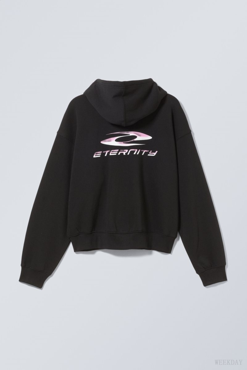 Weekday Boxy Graphic Zip Hoodie Eternity | NWWC6108