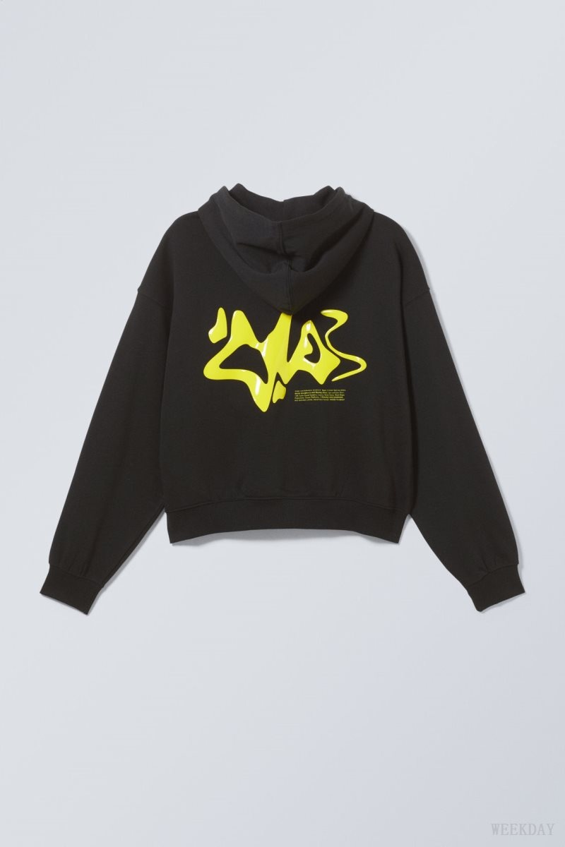 Weekday Boxy Graphic Zip Hoodie Liquid Dance | ELSM6788