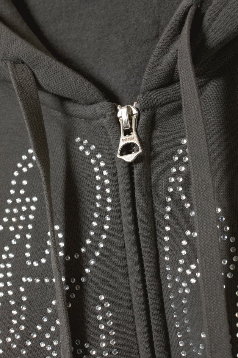 Weekday Boxy Graphic Zip Hoodie Wizard Rhinestones | QBPP6256