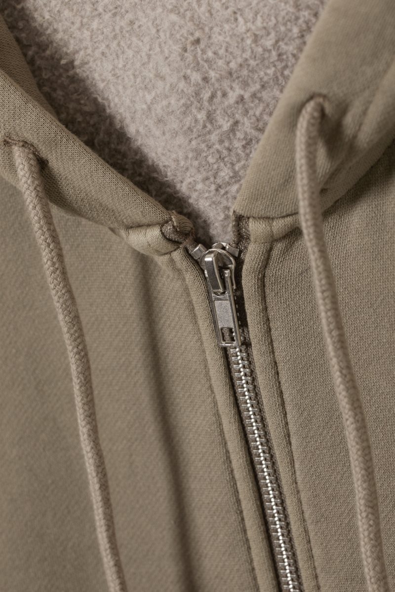 Weekday Boxy Heavyweight Zip Hoodie Dusty Mole | CIFM9660