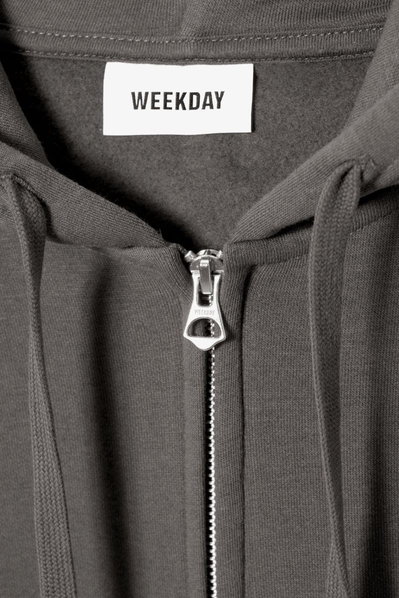 Weekday Boxy Midweight Zip Hoodie Grey | CJHB1710