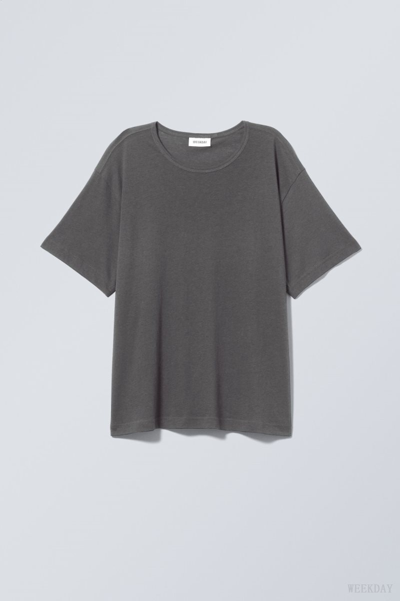 Weekday Boxy Relaxed T-shirt Dark Grey | AZJW7731