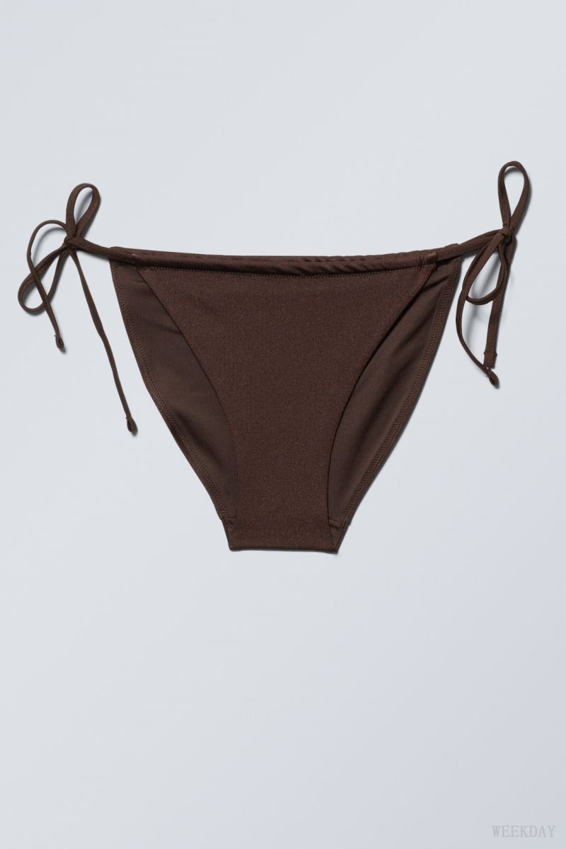 Weekday Breeze String Bikini Bottoms Dark Brown | QYHG9863