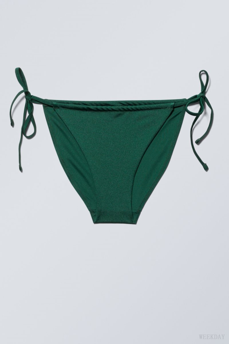 Weekday Breeze String Bikini Bottoms Dark Green | GAQI4142