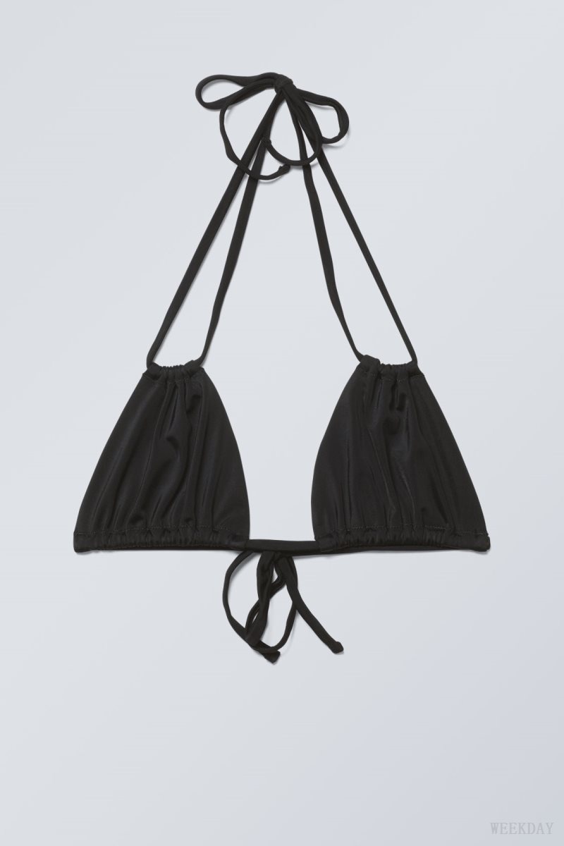 Weekday Breeze Tie Bikini Top Black | USGR1048