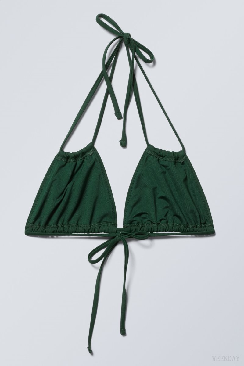 Weekday Breeze Tie Bikini Top Dark Green | TIUH4078