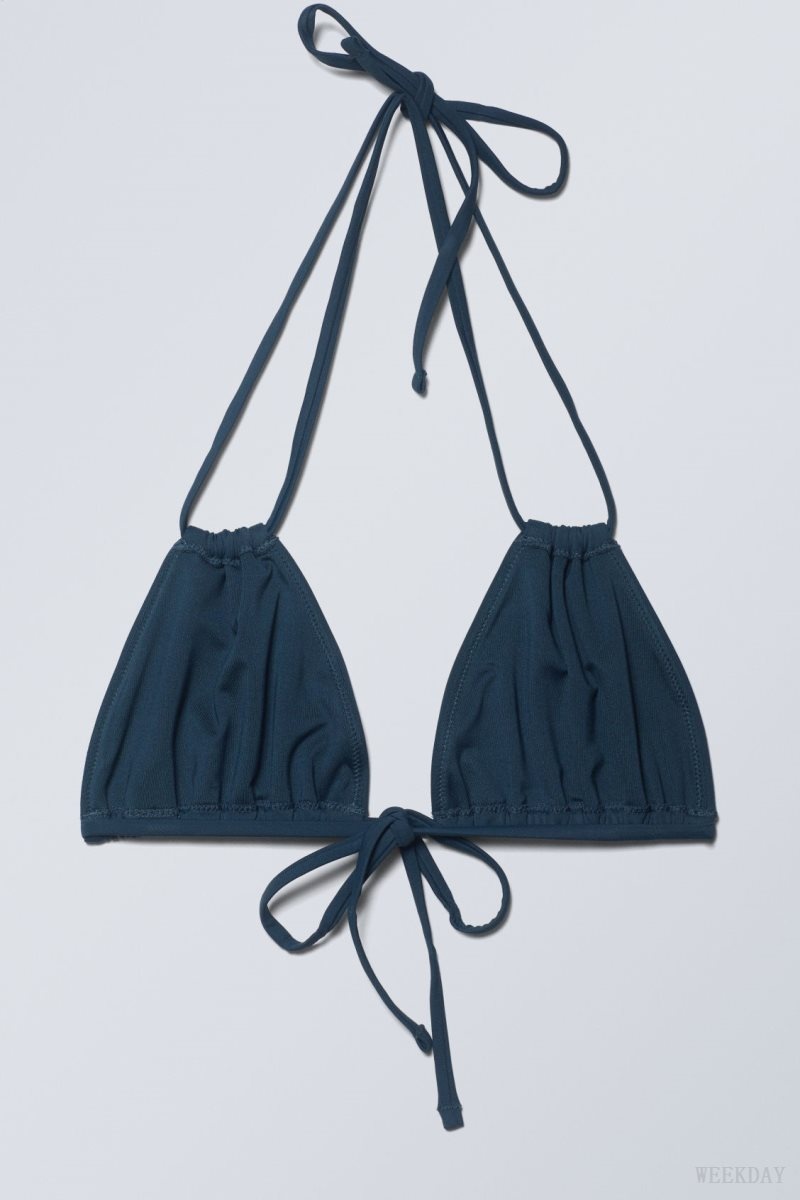 Weekday Breeze Tie Bikini Top Navy | KXZC6966