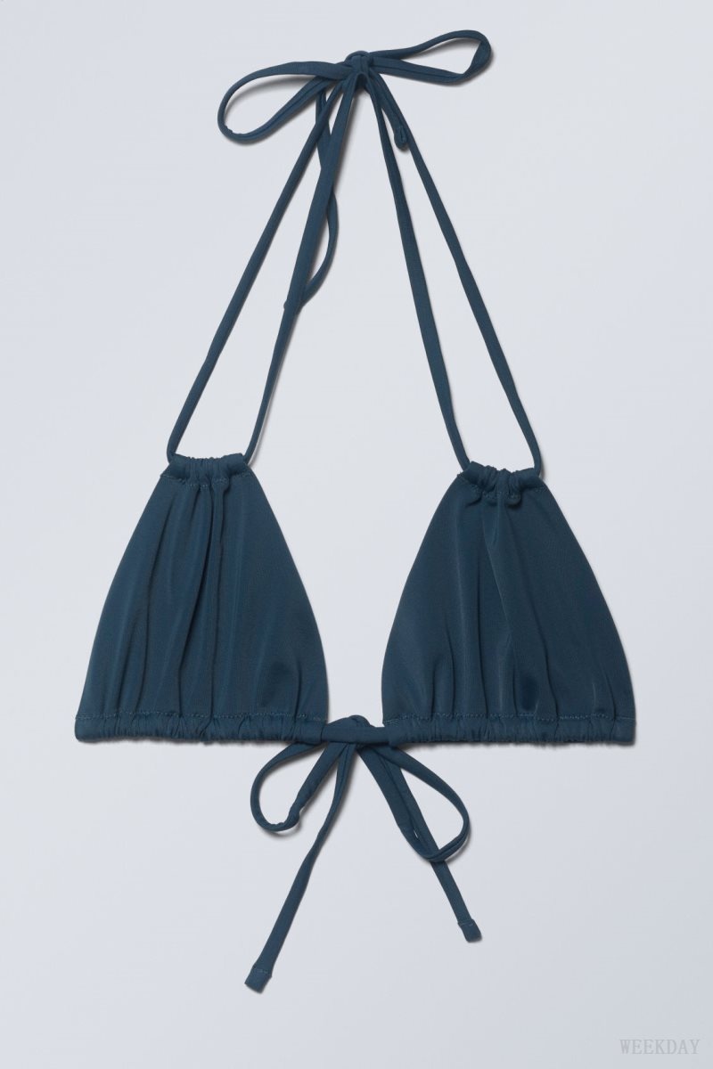 Weekday Breeze Tie Bikini Top Navy | KXZC6966