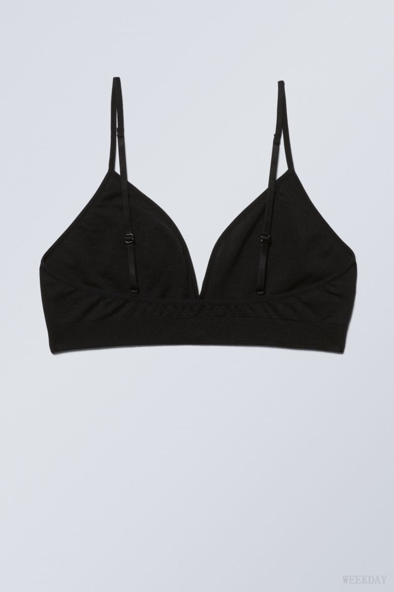 Weekday Cat Soft Triangle Bra Bra Black | DYCQ1134