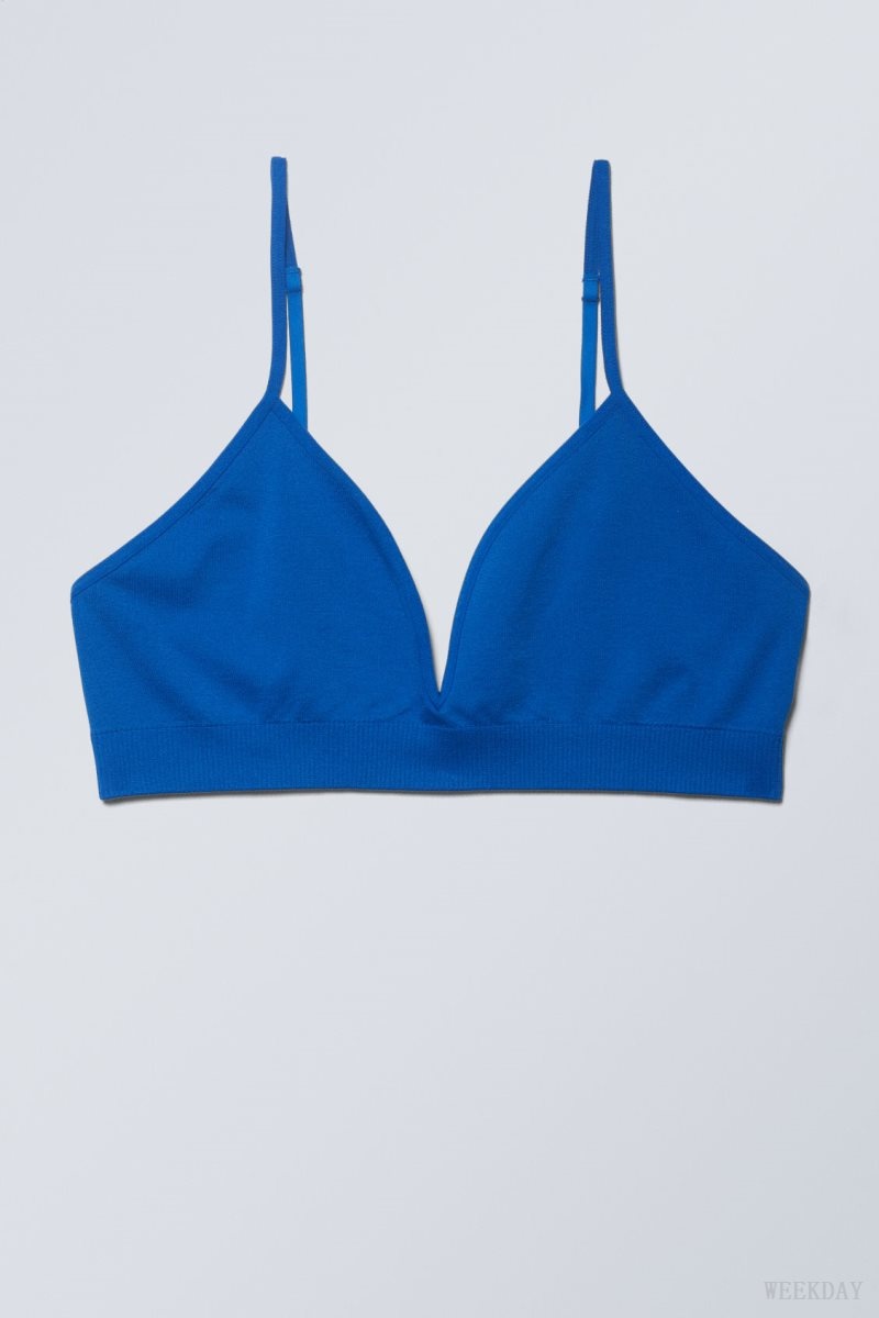 Weekday Cat Soft Triangle Bra Bra Blue | UMRE1545