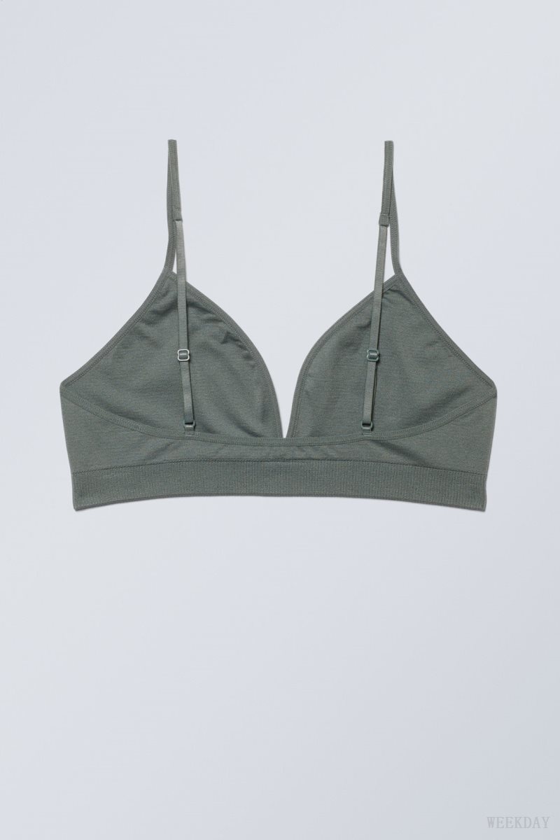 Weekday Cat Soft Triangle Bra Bra Dark Grey | VMWJ3711