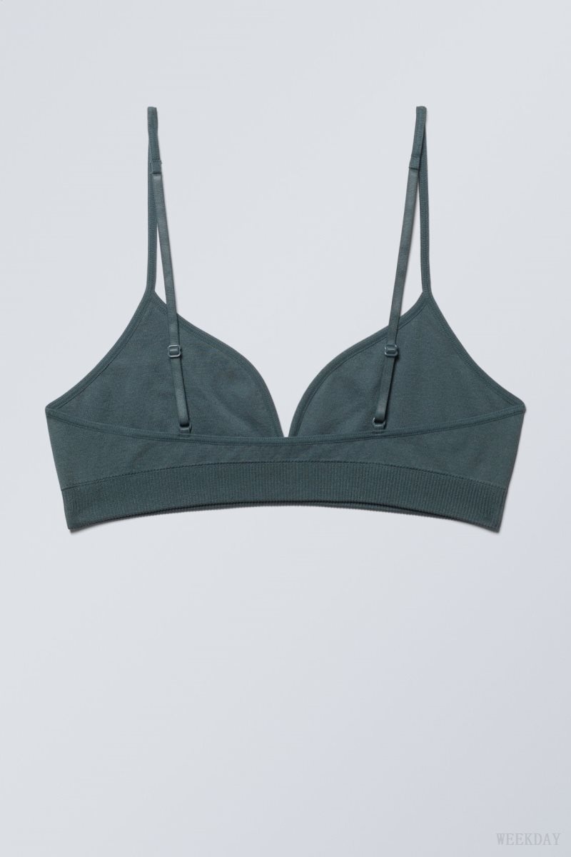 Weekday Cat Soft Triangle Bra Bra Dark Turquoise | OWIB2058