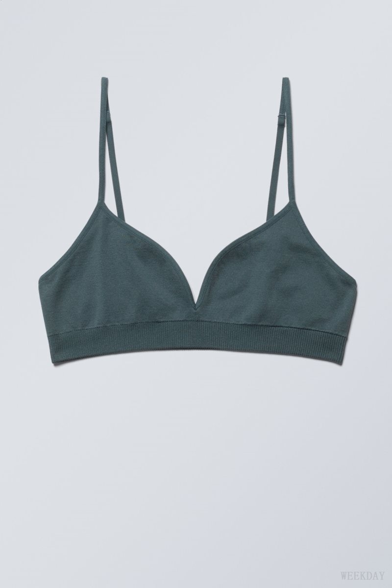 Weekday Cat Soft Triangle Bra Bra Dark Turquoise | OWIB2058