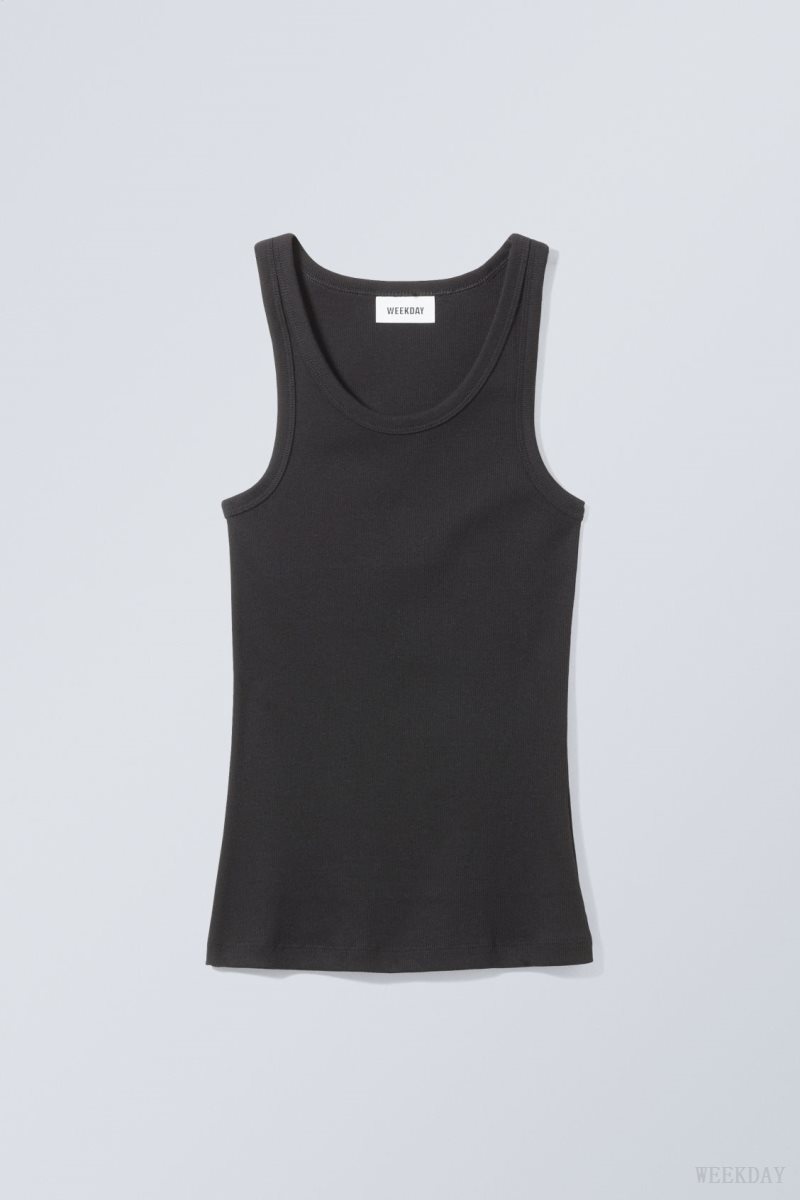 Weekday Close Fitted Tank Top Black | PVRD9694