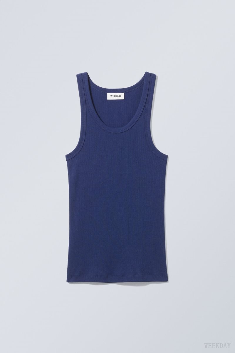 Weekday Close Fitted Tank Top Dark Blue | HLQN0989