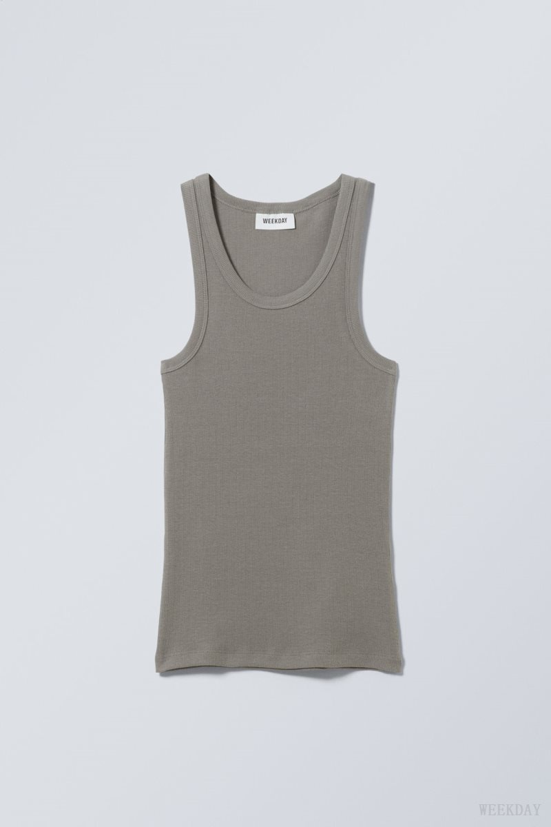 Weekday Close Fitted Tank Top Dark Grey | BEQE7382