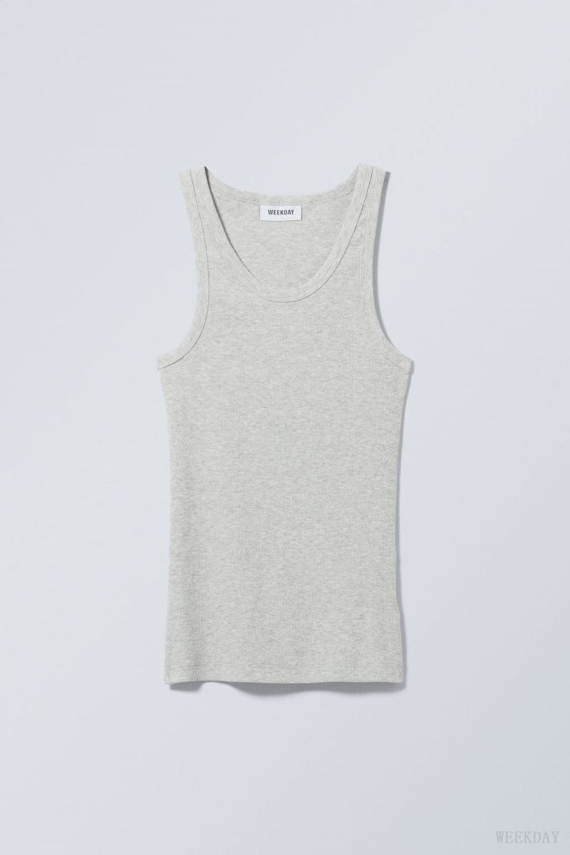 Weekday Close Fitted Tank Top Grey | NOQY1560