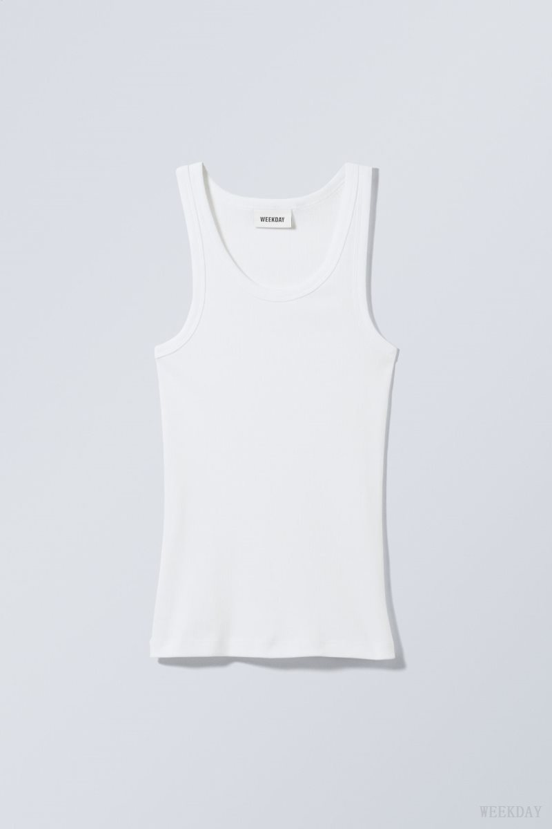 Weekday Close Fitted Tank Top White | MDVF7851