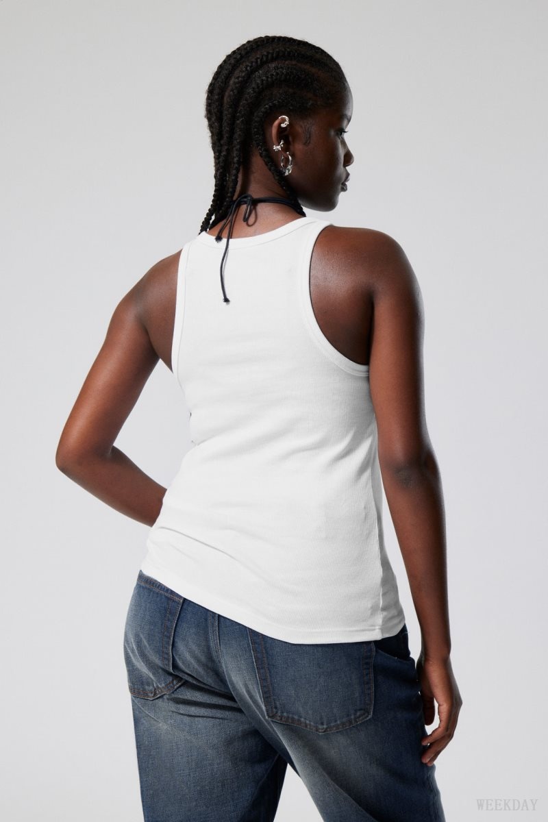 Weekday Close Fitted Tank Top White | MDVF7851