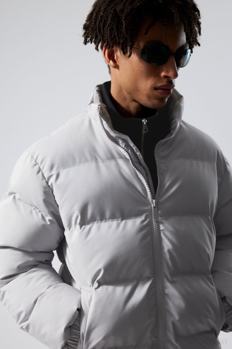 Weekday Cole Puffer Jacket Light Grey | JYHT5781