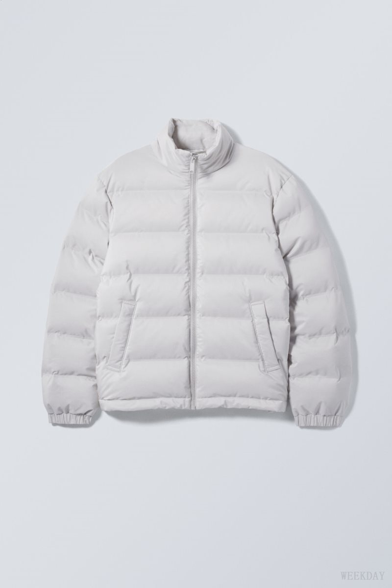 Weekday Cole Puffer Jacket Light Grey | JYHT5781