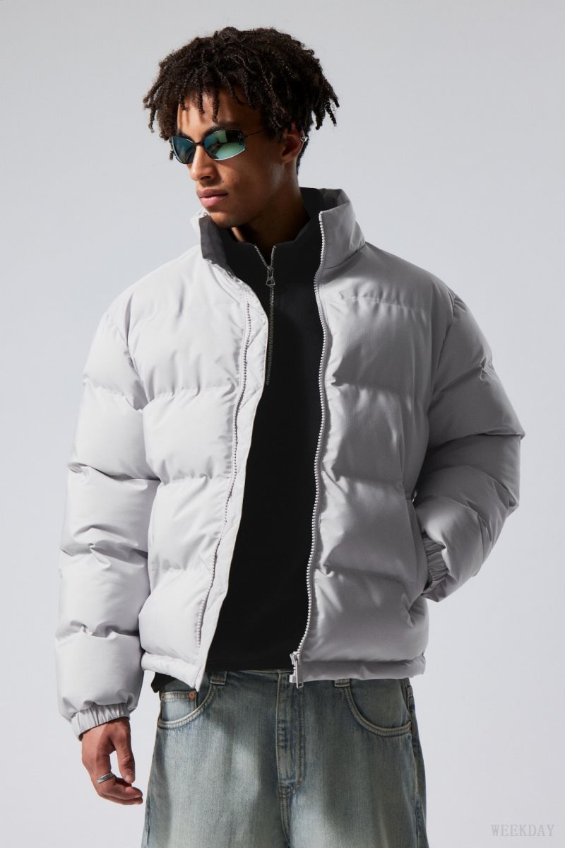 Weekday Cole Puffer Jacket Light Grey | JYHT5781