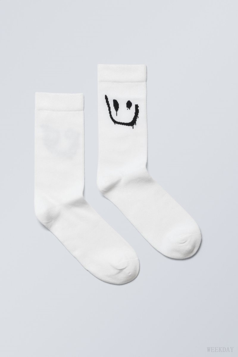 Weekday Cotton Graphic Socks Drippy Smiley | QZLK0710