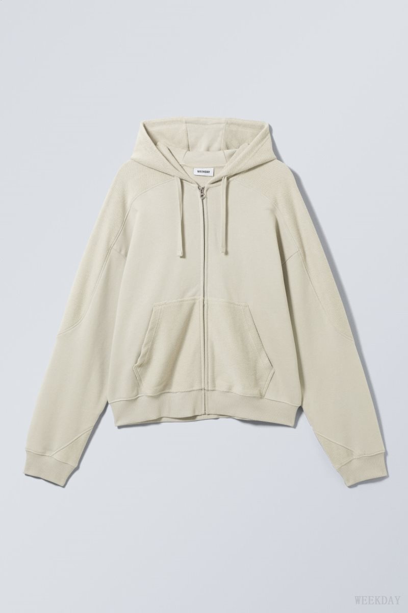 Weekday Craig Zip Hoodie Light Mole | SZAI0133