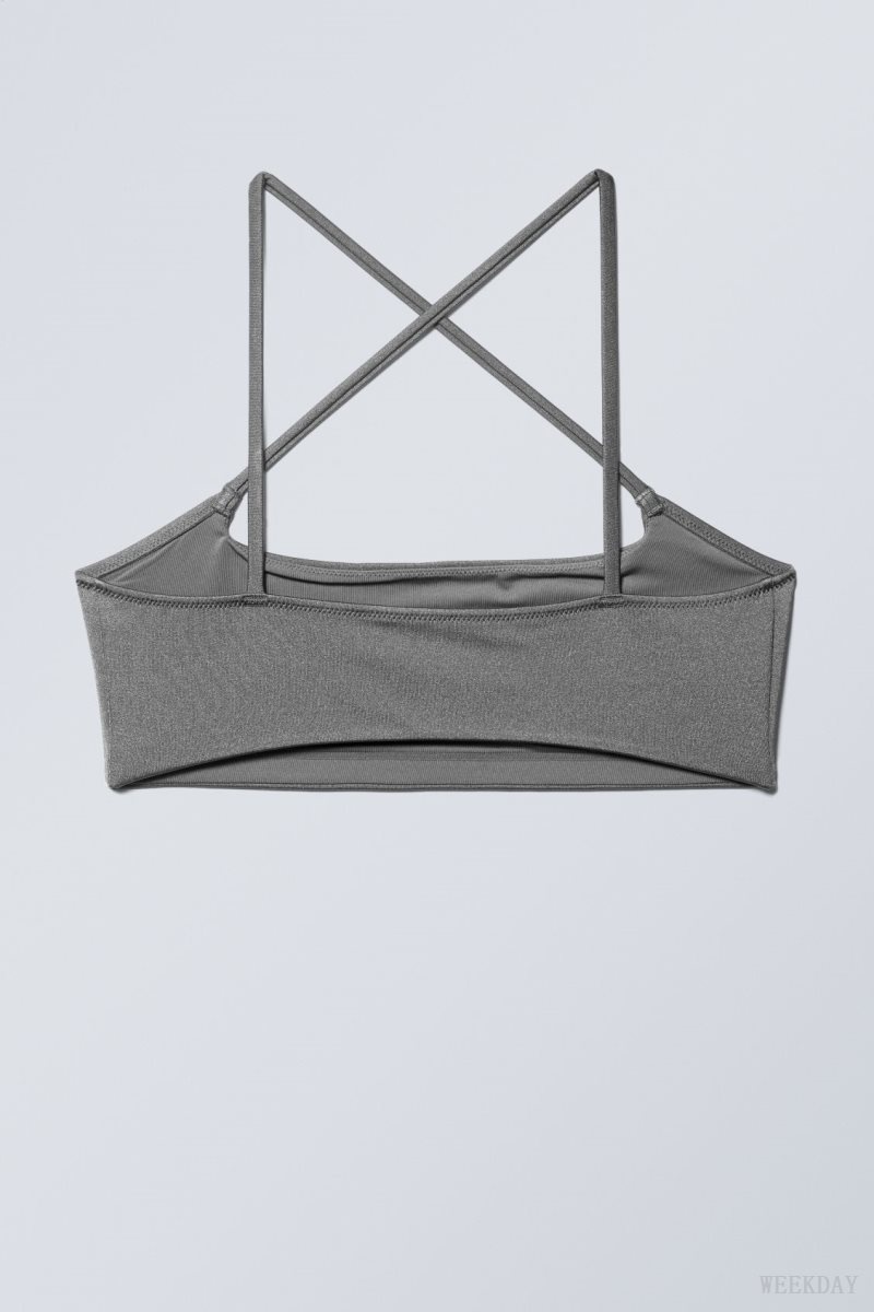 Weekday Cross Front Bikini Top Grey | DXXN5719