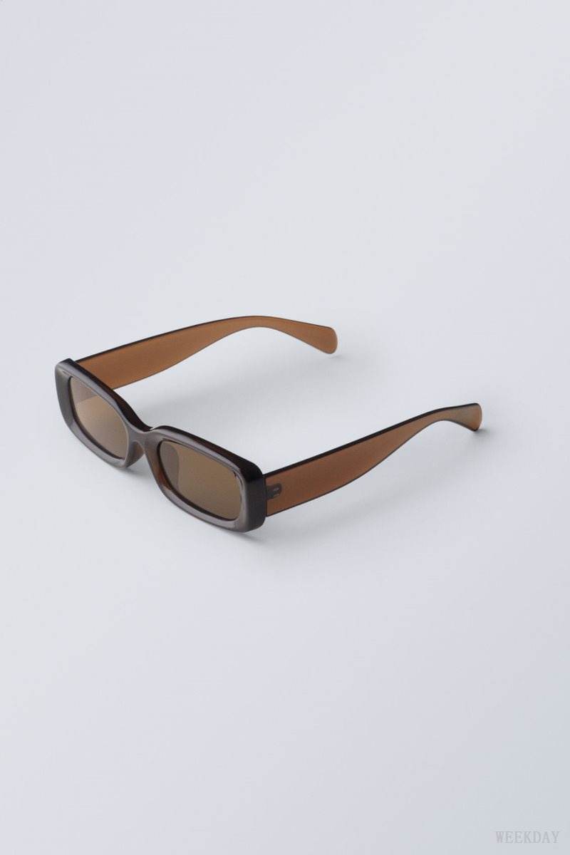 Weekday Cruise Squared Sunglasses Dark Brown | DZGK3628