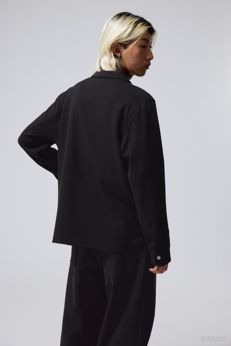 Weekday Curtis Relaxed Overshirt Black | XWNI7620