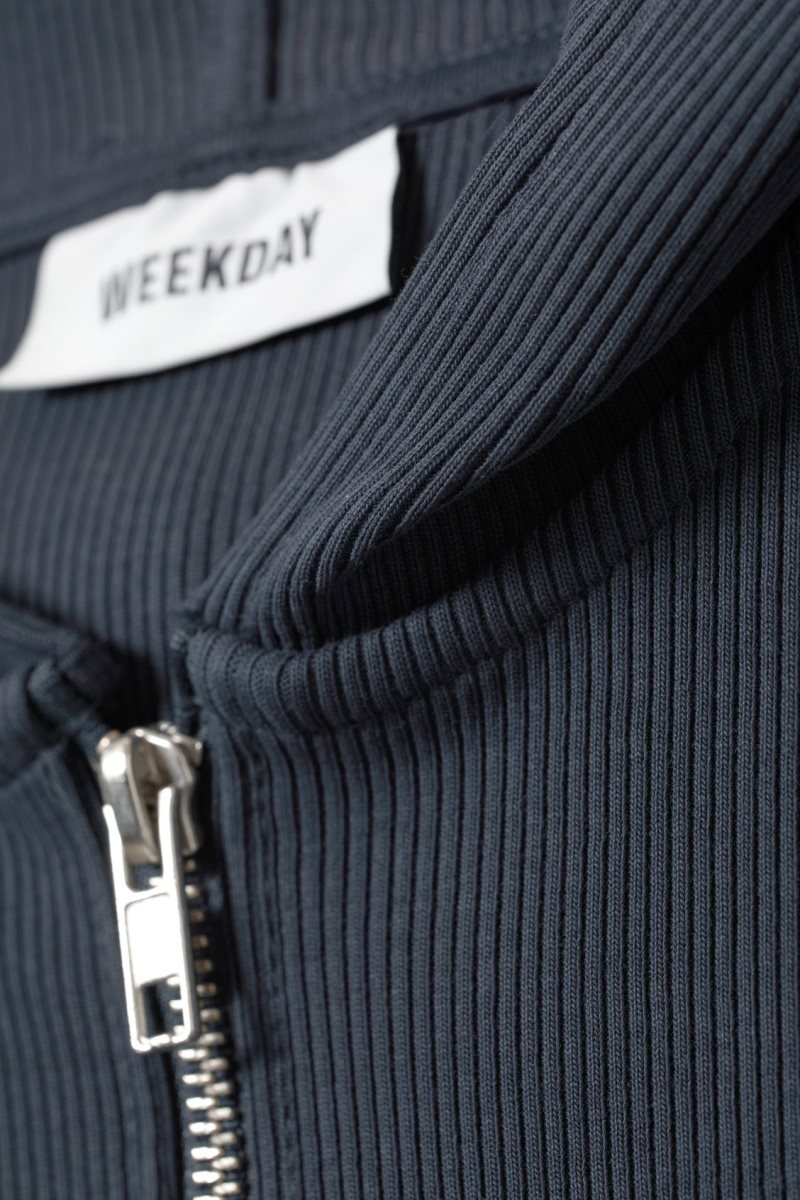 Weekday Cut Tight Zip Hoodie Dark Blue | XLSU5953