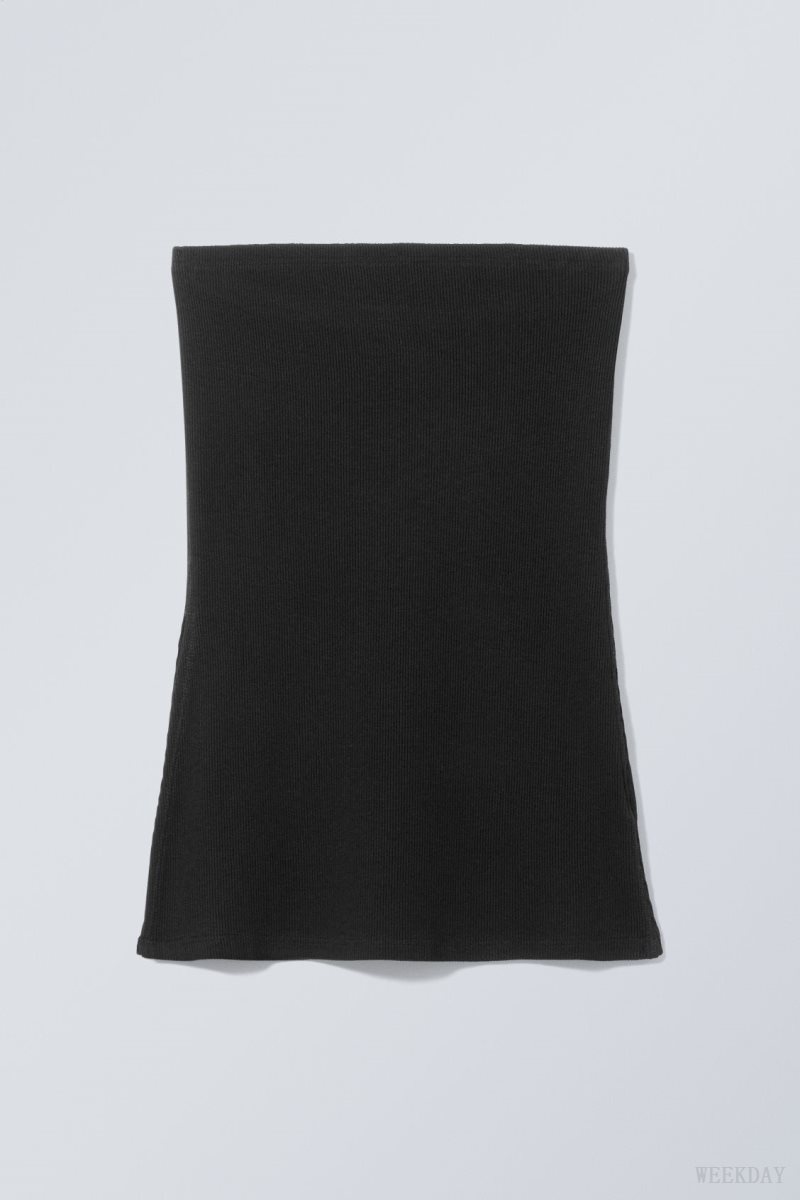 Weekday Cybele Slit Tube Top Black | MCKA0882