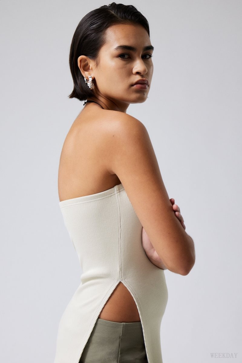 Weekday Cybele Slit Tube Top Light Dusty Mole | EDRM7813