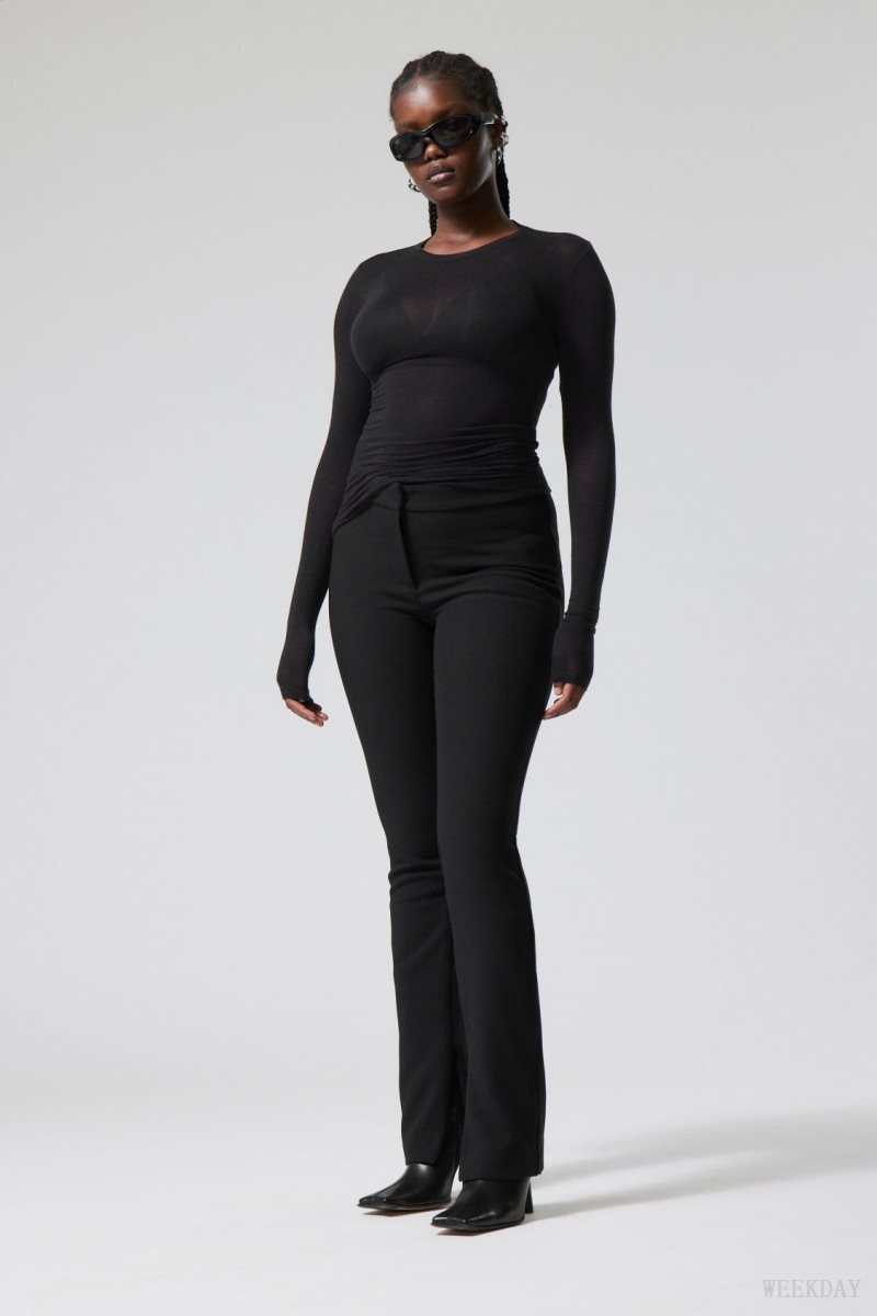 Weekday Dessa slim Trousers Black | QZES2122