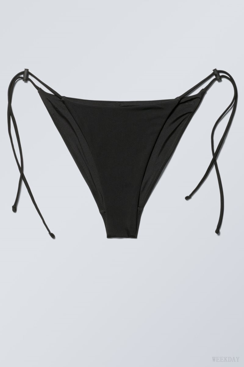 Weekday Drawstring Bikini Bottoms Black | MMLR4513